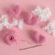 Crocheted Hearts with Yarn and Stuffing. Handmade Valentines Day Craft Flatlay Crocheted Hearts with Yarn and Stuffing. Handmade Valentines Day Craft Flatlay - PhotoDune Item for Sale