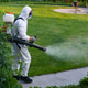Spring garden pest control: man in protective suit spraying plants Spring garden pest control: man in protective suit spraying plants - PhotoDune Item for Sale