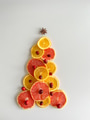 Christmas tree flat lay with citrus fruits anise and cranberries on white background with copy space Christmas tree flat lay with citrus fruits anise and cranberries on white background with copy space - PhotoDune Item for Sale
