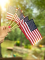 Woman holding United States flags during Independence Day July 4th party celebration Woman holding United States flags during Independence Day July 4th party celebration - PhotoDune Item for Sale