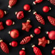 Red Christmas Ornaments on Black Background Festive Holiday Decorations Flat lay Red Christmas Ornaments on Black Background Festive Holiday Decorations Flat lay - PhotoDune Item for Sale