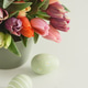 Easter Tulip Bouquet with Decorated Eggs. Festive Spring Arrangement Easter Tulip Bouquet with Decorated Eggs. Festive Spring Arrangement - PhotoDune Item for Sale