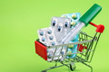 Thermometer, pills, tablets and vitamins in a shopping cart Thermometer, pills, tablets and vitamins in a shopping cart - PhotoDune Item for Sale