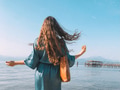 Woman on the beach, water, beautiful blue, windy hair, springtime, summer, lake, moments in nature Woman on the beach, water, beautiful blue, windy hair, springtime, summer, lake, moments in nature - PhotoDune Item for Sale