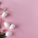 Easter Eggs with Bunny Ears and Tulips on Pink Background. Spring Holiday Flat Lay Easter Eggs with Bunny Ears and Tulips on Pink Background. Spring Holiday Flat Lay - PhotoDune Item for Sale