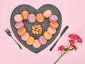 Still life, macarons, heart shape. Table setting Still life, macarons, heart shape. Table setting - PhotoDune Item for Sale