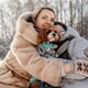 Cuddling mother with teen son, maltipoo dog sits in snow near forest. Happy family winter holiday Cuddling mother with teen son, maltipoo dog sits in snow near forest. Happy family winter holiday - PhotoDune Item for Sale