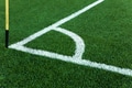 Football field corner with white marks and flag Football field corner with white marks and flag - PhotoDune Item for Sale