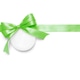 Green bow with round gift tag isolated on white background, holiday mockup Green bow with round gift tag isolated on white background, holiday mockup - PhotoDune Item for Sale