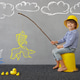 Happy child playing indoor. Kid enjoying a fishing trip. Little boy having fun at home Happy child playing indoor. Kid enjoying a fishing trip. Little boy having fun at home - PhotoDune Item for Sale
