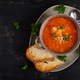 Homemade cabbage soup with minced meat and rustic bread. Czechoslovakian soup. Top view. Homemade cabbage soup with minced meat and rustic bread. Czechoslovakian soup. Top view. - PhotoDune Item for Sale