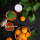 Homemade Apricot Marmalade in Jars on Dark Background. Top view Homemade Apricot Marmalade in Jars on Dark Background. Top view - PhotoDune Item for Sale