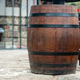Wooden barrel placed outside a cafe in Skopje North Macedonia during the afternoon Wooden barrel placed outside a cafe in Skopje North Macedonia during the afternoon - PhotoDune Item for Sale