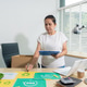 Mature woman working examining waste recyclable separation divided bin in the office, Sustainable de Mature woman working examining waste recyclable separation divided bin in the office, Sustainable de - PhotoDune Item for Sale