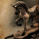 Creepy 19th century wooden rocking horse toy, handmade, old, scary corner. Creepy 19th century wooden rocking horse toy, handmade, old, scary corner. - PhotoDune Item for Sale