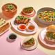 composition of various Asian food on colored background composition of various Asian food on colored background - PhotoDune Item for Sale