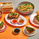 composition of various Asian food on colored background composition of various Asian food on colored background - PhotoDune Item for Sale