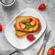 Brioche toasts with strawberry and honey on a plate on a concrete background Brioche toasts with strawberry and honey on a plate on a concrete background - PhotoDune Item for Sale