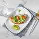 Avocado toast with cream cheese, tomatoes, and basil on a marble background Avocado toast with cream cheese, tomatoes, and basil on a marble background - PhotoDune Item for Sale