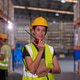 Warehouse workers wearing safety discussing inspection inventory detail storage facility shelves pac Warehouse workers wearing safety discussing inspection inventory detail storage facility shelves pac - PhotoDune Item for Sale
