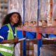 Warehouse workers wearing safety discussing inspection inventory detail storage facility shelves pac Warehouse workers wearing safety discussing inspection inventory detail storage facility shelves pac - PhotoDune Item for Sale