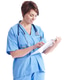 Reading, smile and medical nurse with clipboard in studio with stethoscope for healthcare Reading, smile and medical nurse with clipboard in studio with stethoscope for healthcare - PhotoDune Item for Sale