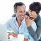 Smile, search and laptop with couple in home for online booking, travel planning and bonding Smile, search and laptop with couple in home for online booking, travel planning and bonding - PhotoDune Item for Sale