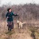 Happy woman with lovely dog Happy woman with lovely dog - PhotoDune Item for Sale