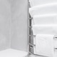 Warm towels hang on a rack in a light gray bathroom after a shower or bath Warm towels hang on a rack in a light gray bathroom after a shower or bath - PhotoDune Item for Sale