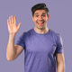 Friendly 30s aged man Waving Hand - Hello, Hi, salute, chao. Greetings on violet Friendly 30s aged man Waving Hand - Hello, Hi, salute, chao. Greetings on violet - PhotoDune Item for Sale