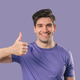 Handsome Man With Hand Sign Like, Thumbs Up Gesture.happy Guy On violet Studio Handsome Man With Hand Sign Like, Thumbs Up Gesture.happy Guy On violet Studio - PhotoDune Item for Sale