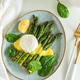 Poached egg with grilled asparagus, spinach, and hollandaise sauce Poached egg with grilled asparagus, spinach, and hollandaise sauce - PhotoDune Item for Sale