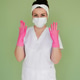 Happy Doctor In Mask Showing Pink Gloves Happy Doctor In Mask Showing Pink Gloves - PhotoDune Item for Sale
