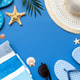 Summer vacation concept flat lay. straw hat beach accessories and towel top view. Space for text. tr Summer vacation concept flat lay. straw hat beach accessories and towel top view. Space for text. tr - PhotoDune Item for Sale