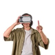 Senior Asian woman wearing VR headset pointing finger touching virtual interface screen on white bac Senior Asian woman wearing VR headset pointing finger touching virtual interface screen on white bac - PhotoDune Item for Sale