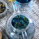 Top view of brewing blue butterfly pea tea in glass teapot Top view of brewing blue butterfly pea tea in glass teapot - PhotoDune Item for Sale