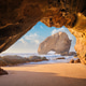 Stunning sunset at Penedo do Guincho from Praia da Santa Cruz grotto Stunning sunset at Penedo do Guincho from Praia da Santa Cruz grotto - PhotoDune Item for Sale