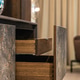 Modern sliding drawers with stone cladding. Exquisite furniture design for the living room. Modern sliding drawers with stone cladding. Exquisite furniture design for the living room. - PhotoDune Item for Sale