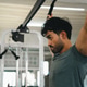 Man, gym, exercise, cable, fitness training with focused male athlete Man, gym, exercise, cable, fitness training with focused male athlete - PhotoDune Item for Sale