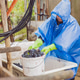 Portrait of an elderly woman in a blue raincoat with a bucket of blue grapes. Portrait of an elderly woman in a blue raincoat with a bucket of blue grapes. - PhotoDune Item for Sale