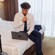 Thoughtful businessman sitting on hotel bed using laptop and planning work Thoughtful businessman sitting on hotel bed using laptop and planning work - PhotoDune Item for Sale