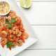 Tasty grilled shrimps with spices on white wooden table, flat lay. Space for text Tasty grilled shrimps with spices on white wooden table, flat lay. Space for text - PhotoDune Item for Sale