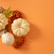 Autumn pumpkins with rowan berries and leaves on orange background Autumn pumpkins with rowan berries and leaves on orange background - PhotoDune Item for Sale