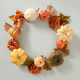 Autumn pumpkin wreath with berries and leaves on blue background Autumn pumpkin wreath with berries and leaves on blue background - PhotoDune Item for Sale