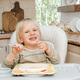 Cute happy adorable blond toddler baby kid boy enjoy having fun sit in chair learning eat with spoon Cute happy adorable blond toddler baby kid boy enjoy having fun sit in chair learning eat with spoon - PhotoDune Item for Sale