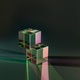 Two cubic prisms stand on top of each other with beautiful bright edges and refracted light on a dar Two cubic prisms stand on top of each other with beautiful bright edges and refracted light on a dar - PhotoDune Item for Sale