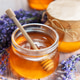 Lavender honey jars on rustic wooden background Lavender honey jars on rustic wooden background - PhotoDune Item for Sale