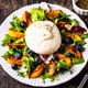 Salad with fresh burrata cheese, grilled peaches and blueberry Salad with fresh burrata cheese, grilled peaches and blueberry - PhotoDune Item for Sale