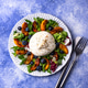 Salad with fresh burrata cheese, grilled peaches and blueberry Salad with fresh burrata cheese, grilled peaches and blueberry - PhotoDune Item for Sale