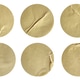 A set of six circular rustic kraft paper adhesive labels featuring realistic creases, folds, and wea A set of six circular rustic kraft paper adhesive labels featuring realistic creases, folds, and wea - PhotoDune Item for Sale